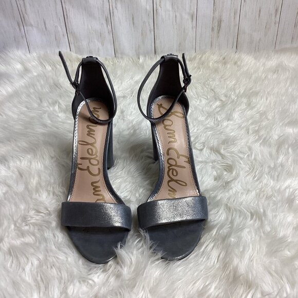Sam Edelman Womens Yaro Gray and Silver Metallic Heels Size 10 - Picture 3 of 13
